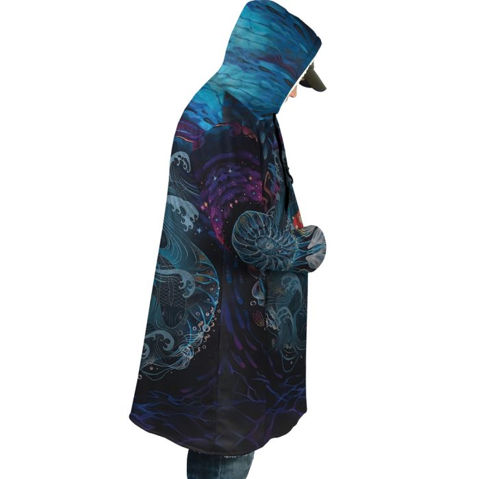 Sea Creatures Ponyo SG AOP Hooded Cloak Coat RIGHT Mockup 1 - Studio Ghibli Store