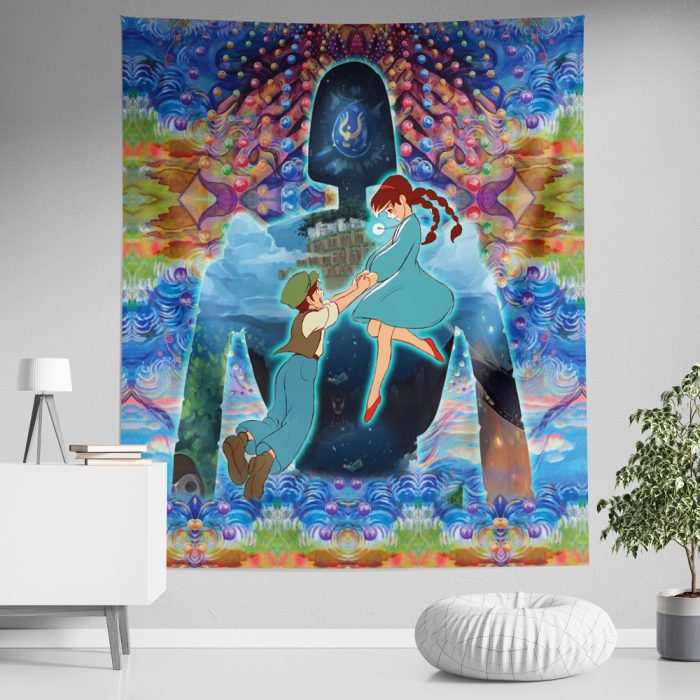 Trippy Castle in the Sky SG Vertical Wall Tapestry Main Mockup 1 - Studio Ghibli Store