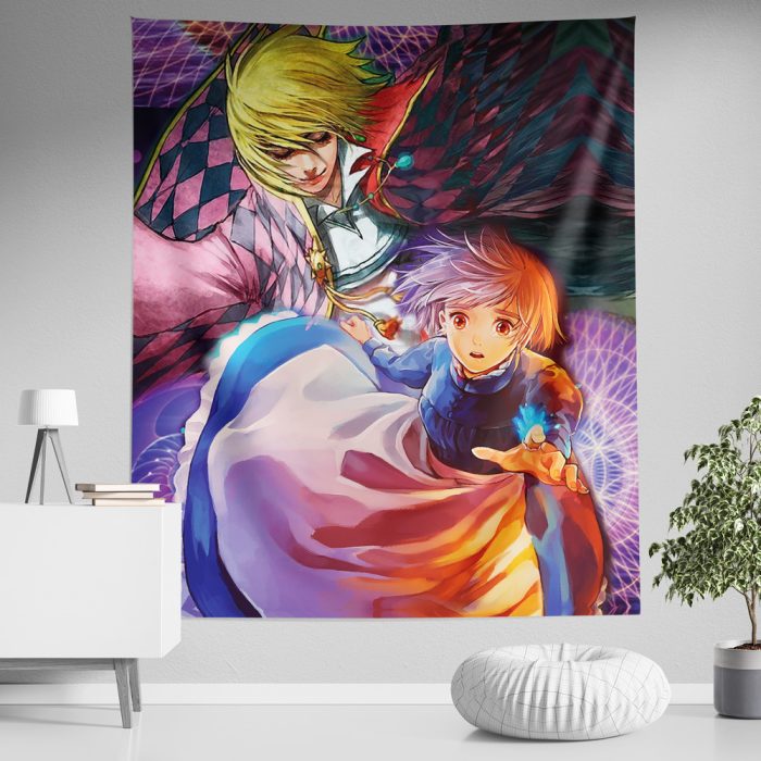 Trippy Howls Moving Castle SG Vertical Wall Tapestry Main Mockup 1 - Studio Ghibli Store