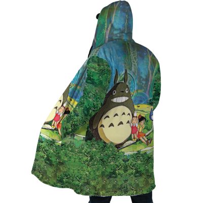 Trippy My Neighbor Totoro SG AOP Hooded Cloak Coat SIDE Mockup 1 - Studio Ghibli Store