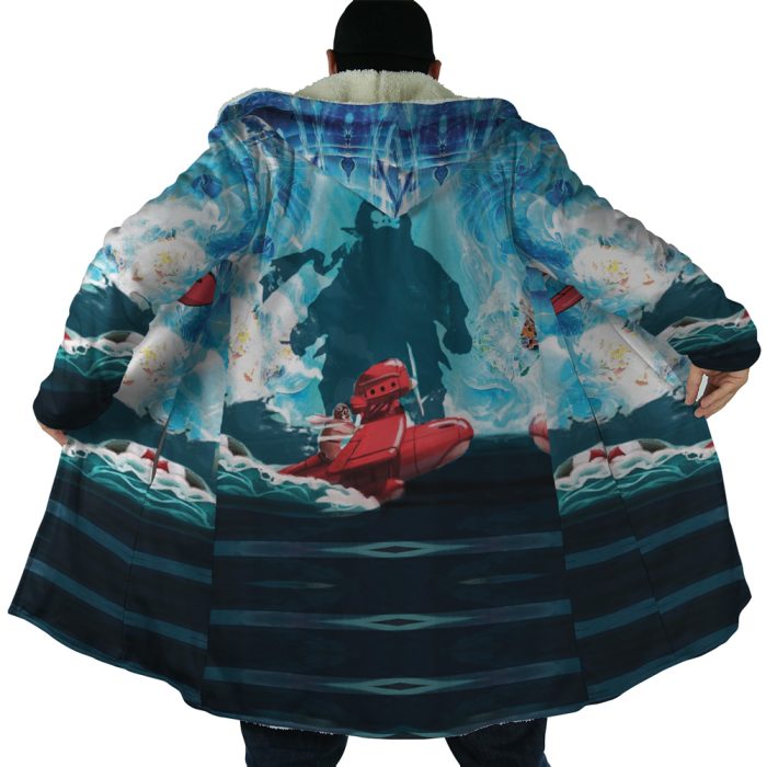 Trippy Porco Rosso SG AOP Hooded Cloak Coat NO HOOD Mockup - Studio Ghibli Store